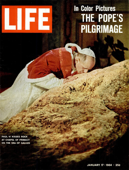 Pope Paul VI at Chapel of Primacy 17 Jan 1964 Copyright Life Magazine | Life Magazine Color Photo Covers 1937-1970