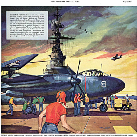 Potent North American AJ Savage 1953 Korea | Vintage War Propaganda Posters 1891-1970