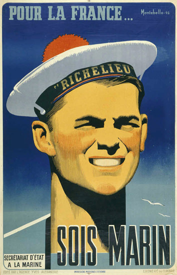 Pour La France Sois Marin 1942 | Vintage War Propaganda Posters 1891-1970