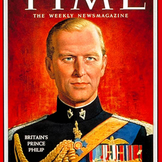 Prince Philip Time Magazine 1957-10 crop | Best of Vintage Cover Art 1900-1970