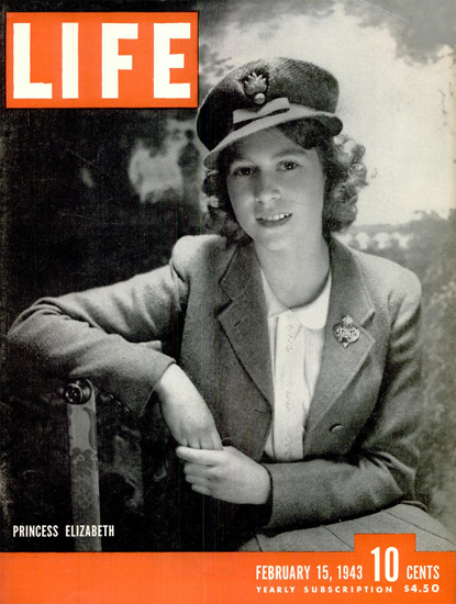 Princess Elizabeth 15 Feb 1943 Copyright Life Magazine | Life Magazine BW Photo Covers 1936-1970
