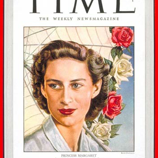 Princess Margaret Time Magazine 1949-06 by Boris Chaliapin crop | Best of Vintage Cover Art 1900-1970