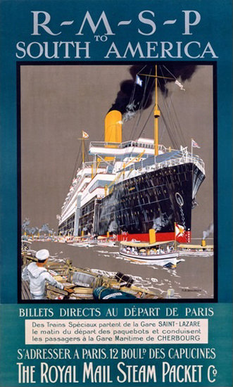 RMSP Royal Mail Steam Packet Co South America | Vintage Travel Posters 1891-1970