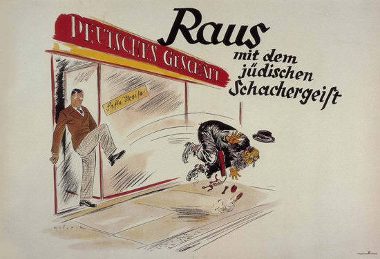 Raus Mit Dem Juedischen Schachergeist Jews | Vintage War Propaganda Posters 1891-1970