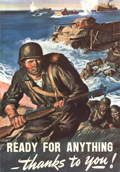Ready For Anything Thanks To You D-Day | Vintage War Propaganda Posters 1891-1970