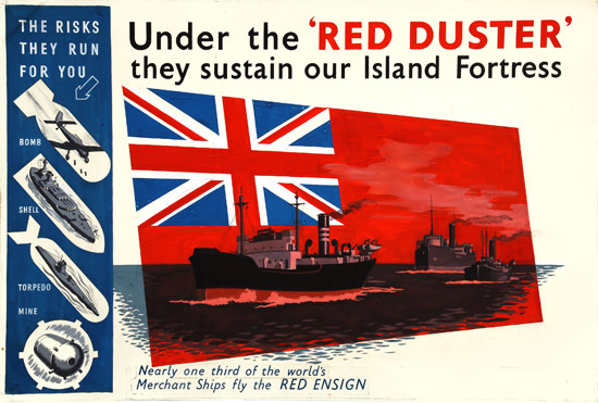 Red Duster Island Fortress Red Ensign | Vintage War Propaganda Posters 1891-1970