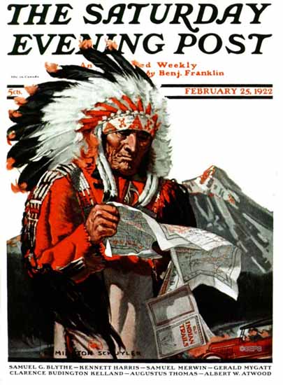 Remington Schuyler Saturday Evening Post Old Indian Trails 1922_02_25 | The Saturday Evening Post Graphic Art Covers 1892-1930