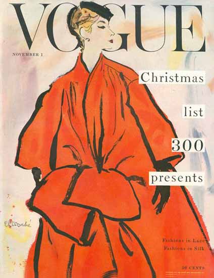 Rene R Bouche Vogue Cover 1953-11-01 Copyright | Vogue Magazine Graphic Art Covers 1902-1958