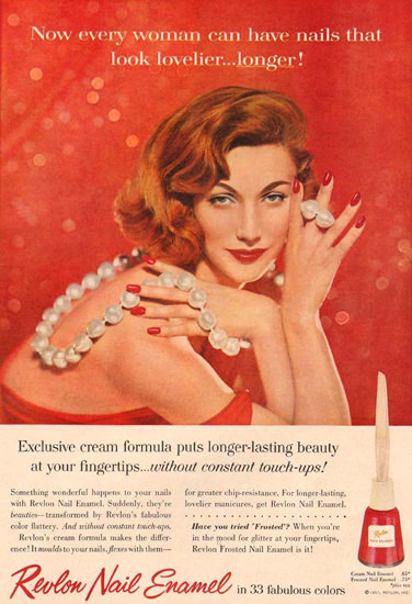 Revlon Nail Enamel Beauty 1957 | Sex Appeal Vintage Ads and Covers 1891-1970
