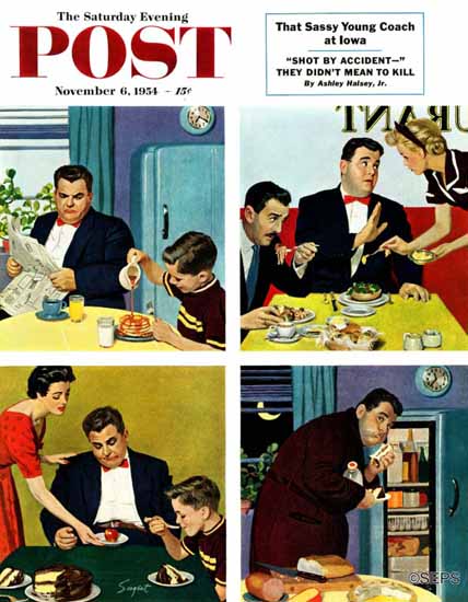 Richard Sargent Saturday Evening Post Night Raid 1954_11_06 | The Saturday Evening Post Graphic Art Covers 1931-1969