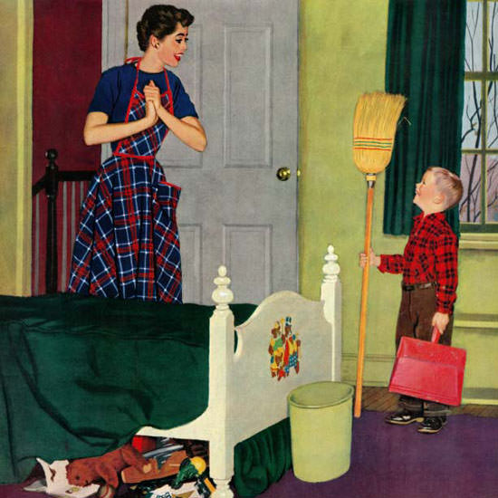 Richard Sargent Saturday Evening Post Room 1955_04_02 Copyright crop | Best of 1950s Ad and Cover Art