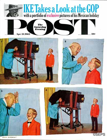 Richard Sargent Saturday Evening Post Smile Photographer 1962_04_21 | The Saturday Evening Post Graphic Art Covers 1931-1969