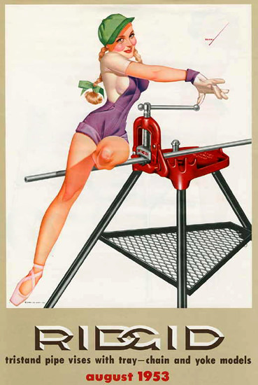 Ridgid George Petty Calendar August 1953 | Sex Appeal Vintage Ads and Covers 1891-1970