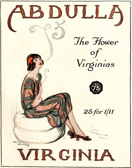 Roaring 1920s Abdulla Cigarettes Flower of Virginias 11-1922 | Roaring 1920s Ad Art and Magazine Cover Art