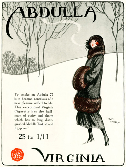 Roaring 1920s Abdulla Cigarettes Flower of Virginias 12-1922 | Roaring 1920s Ad Art and Magazine Cover Art