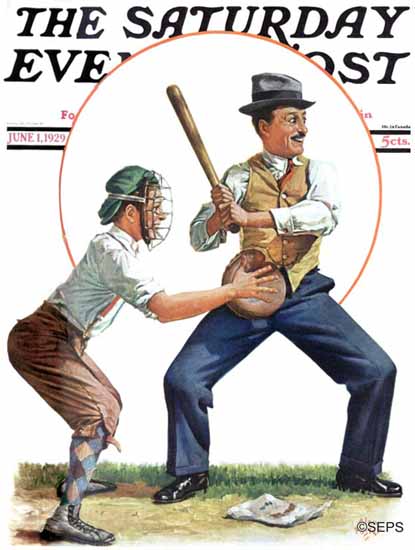 Roaring 1920s Alan Foster Saturday Evening Post Baseball 1929_06_01 | Roaring 1920s Ad Art and Magazine Cover Art
