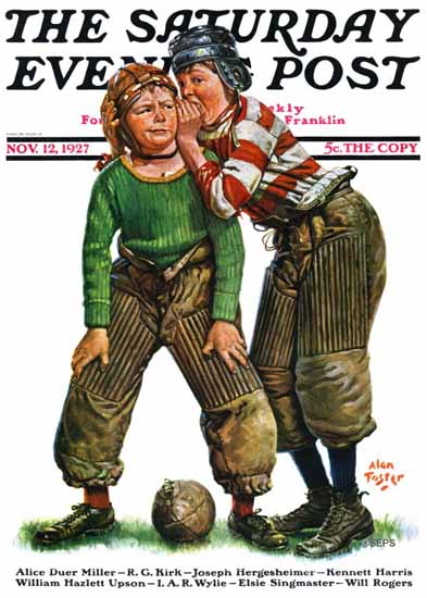 Roaring 1920s Alan Foster Saturday Evening Post Football 1927_11_12 | Roaring 1920s Ad Art and Magazine Cover Art