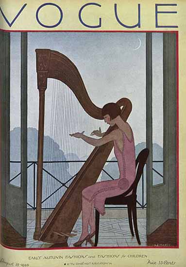 Roaring 1920s Andre E Marty Vogue Cover 1926-08-15 Copyright | Roaring 1920s Ad Art and Magazine Cover Art