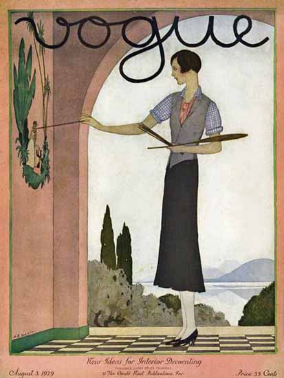 Roaring 1920s Andre E Marty Vogue Cover 1929-08-03 Copyright | Roaring 1920s Ad Art and Magazine Cover Art