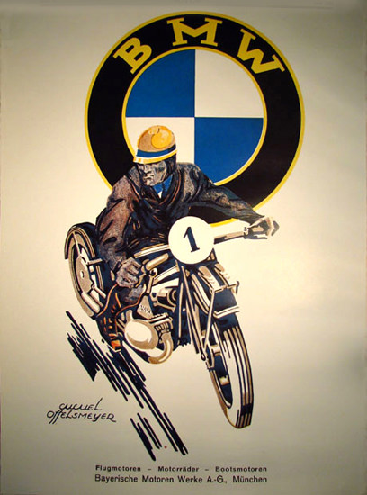 Roaring 1920s BMW Motorcycle Muenchen 1925 Munich | Roaring 1920s Ad Art and Magazine Cover Art