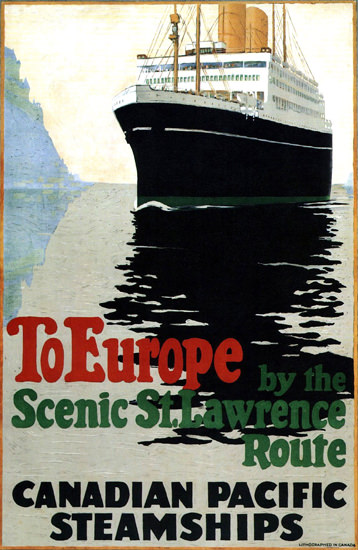 Roaring 1920s Canadian Pacific Europe St Lawrence Route 1925 | Roaring 1920s Ad Art and Magazine Cover Art
