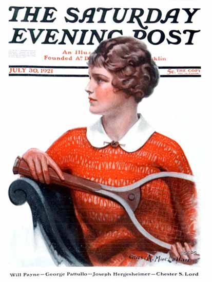 Roaring 1920s Charles A MacLellan Saturday Eve Post Tennis 1921_07_30 | Roaring 1920s Ad Art and Magazine Cover Art