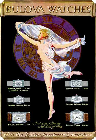 Roaring 1920s Coles Phillips Bulova Watches Aristocrat of Beauty 1926 | Roaring 1920s Ad Art and Magazine Cover Art
