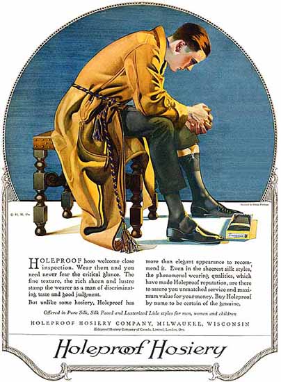 Roaring 1920s Coles Phillips Holeproof Hosiery Close Inspection 1923 | Roaring 1920s Ad Art and Magazine Cover Art
