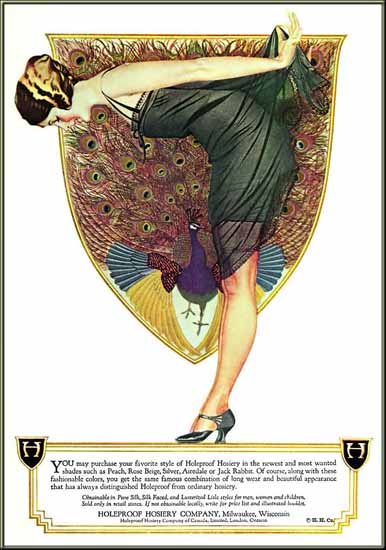 Roaring 1920s Coles Phillips Holeproof Hosiery Girl Milwaukee 1922 | Roaring 1920s Ad Art and Magazine Cover Art