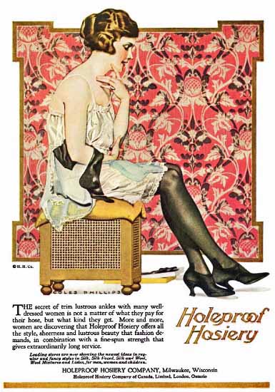 Roaring 1920s Coles Phillips Holeproof Hosiery Secret Of Trim 1921 | Roaring 1920s Ad Art and Magazine Cover Art