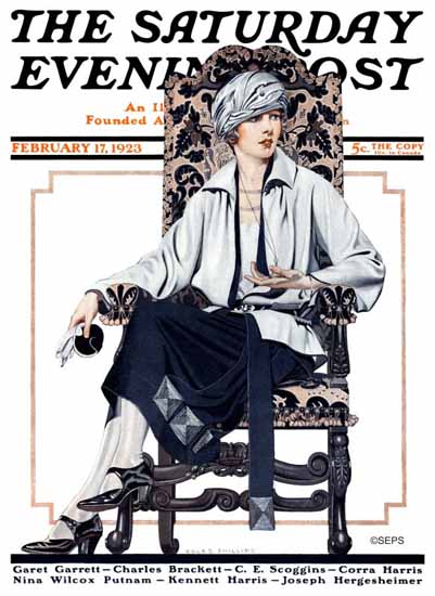 Roaring 1920s Coles Phillips Saturday Evening Post 1923_02_17 | Roaring 1920s Ad Art and Magazine Cover Art