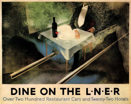 Roaring 1920s Dine On LNER Restaurant Cars 1928 A Alexeieff | Roaring 1920s Ad Art and Magazine Cover Art