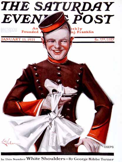 Roaring 1920s EM Jackson Cover Artist Saturday Evening Post 1921_01_15 | Roaring 1920s Ad Art and Magazine Cover Art