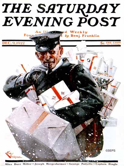 Roaring 1920s EM Jackson Saturday Evening Post Postman 1922_12_09 | Roaring 1920s Ad Art and Magazine Cover Art