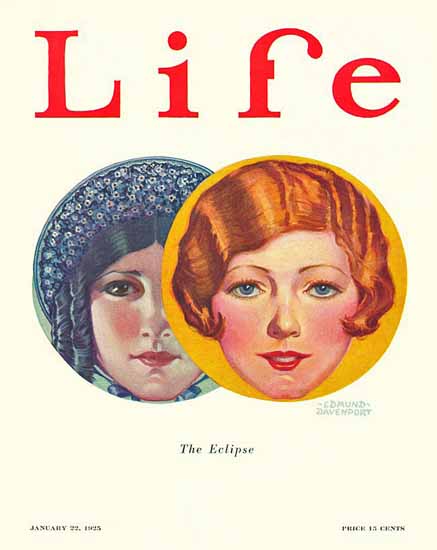 Roaring 1920s Edmund Davenport Life Magazine 1925-01-22 Copyright | Roaring 1920s Ad Art and Magazine Cover Art