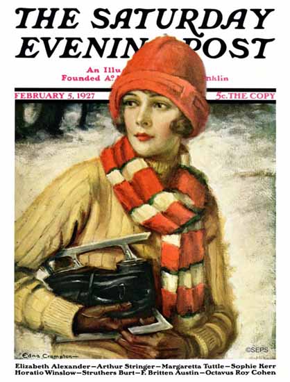 Roaring 1920s Edna Crompton Artist Saturday Evening Post 1927_02_05 | Roaring 1920s Ad Art and Magazine Cover Art