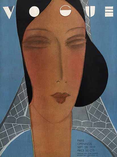 Roaring 1920s Eduardo Garcia Benito Vogue Cover 1929-09-28 Copyright | Roaring 1920s Ad Art and Magazine Cover Art