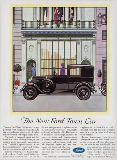 Roaring 1920s Ford Town Car 1929 Chauffeur Compartment | Roaring 1920s Ad Art and Magazine Cover Art