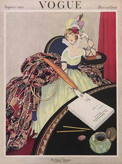 Roaring 1920s George Wolfe Plank Vogue Cover 1921-08-01 Copyright | Roaring 1920s Ad Art and Magazine Cover Art