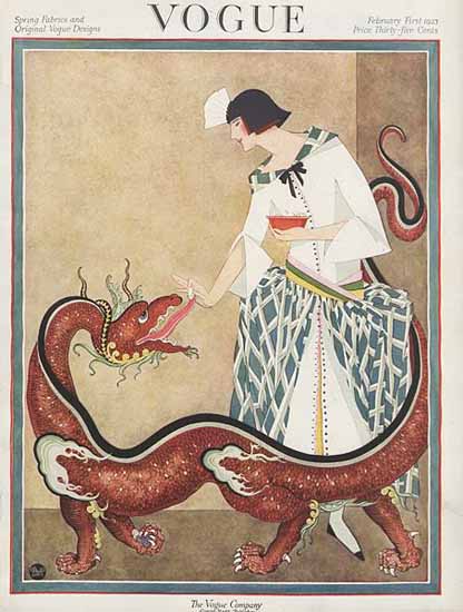 Roaring 1920s George Wolfe Plank Vogue Cover 1923-02-01 Copyright | Roaring 1920s Ad Art and Magazine Cover Art