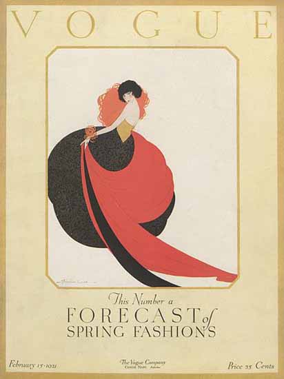 Roaring 1920s Georges Lepape Vogue Cover 1921-02-15 Copyright | Roaring 1920s Ad Art and Magazine Cover Art