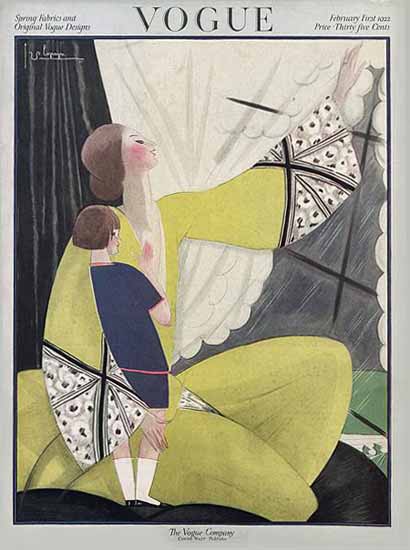 Roaring 1920s Georges Lepape Vogue Cover 1922-02-01 Copyright | Roaring 1920s Ad Art and Magazine Cover Art
