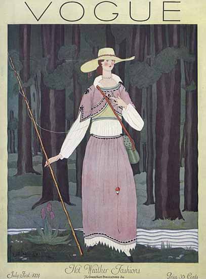 Roaring 1920s Georges Lepape Vogue Cover 1924-07-01 Copyright | Roaring 1920s Ad Art and Magazine Cover Art