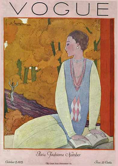 Roaring 1920s Georges Lepape Vogue Cover 1925-10-15 Copyright | Roaring 1920s Ad Art and Magazine Cover Art