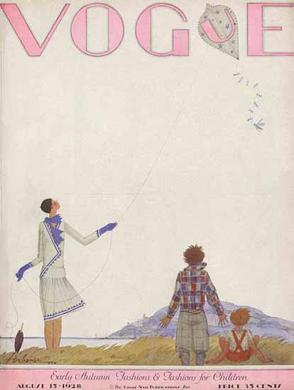 Roaring 1920s Georges Lepape Vogue Cover 1928-08-15 Copyright | Roaring 1920s Ad Art and Magazine Cover Art