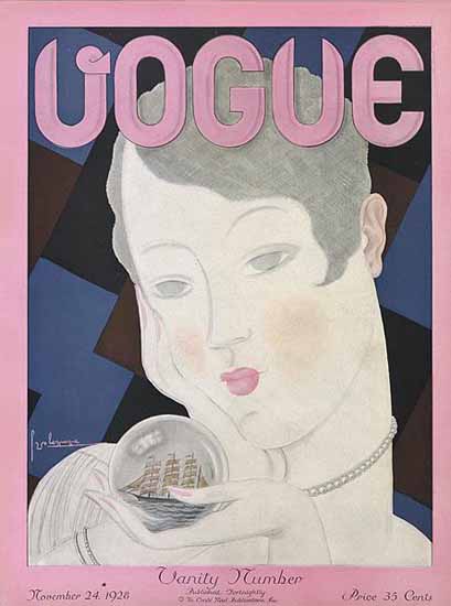 Roaring 1920s Georges Lepape Vogue Cover 1928-11-24 Copyright | Roaring 1920s Ad Art and Magazine Cover Art