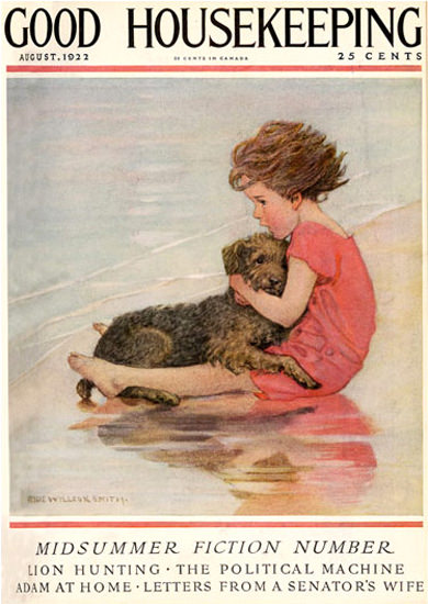 Roaring 1920s Good Housekeeping Copyright 1922 Little Girl And Dog | Roaring 1920s Ad Art and Magazine Cover Art