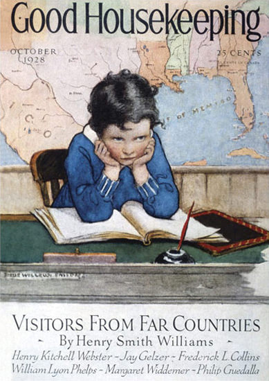 Roaring 1920s Good Housekeeping Copyright 1928 Kids Hard Day School | Roaring 1920s Ad Art and Magazine Cover Art