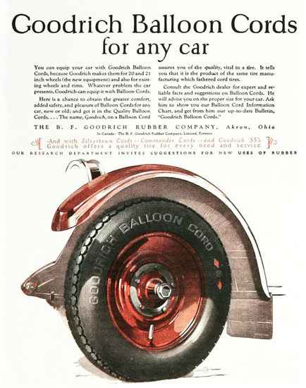 Roaring 1920s Goodrich Balloon Cords For Any Car 1920s | Roaring 1920s Ad Art and Magazine Cover Art