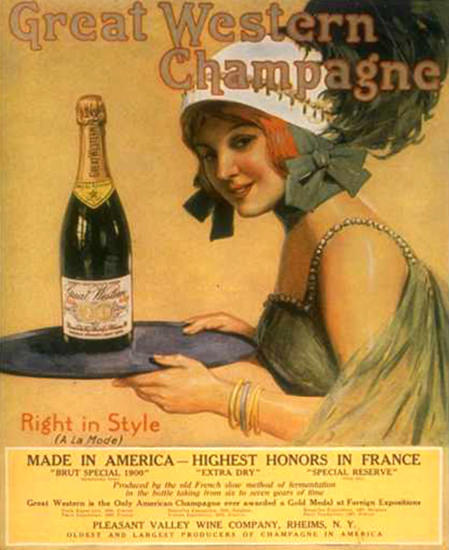 Roaring 1920s Great Western Champagne Girl 1920 | Roaring 1920s Ad Art and Magazine Cover Art